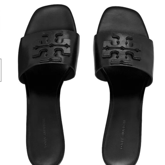 $339 Tory Burch Ines Boho Black Real Leather Casual Summer Spring Logo Sandal - Picture 3 of 16